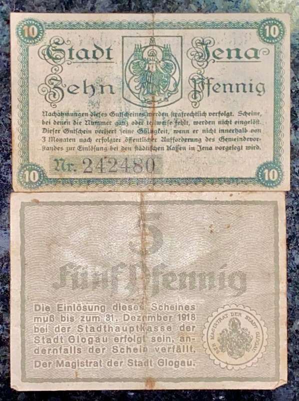 GERMANY - 10 PFENNIG & 5 PFENNIG 1917 & 1918 NOTGELD (EMERGENCY MONEY) - AMAZING ART