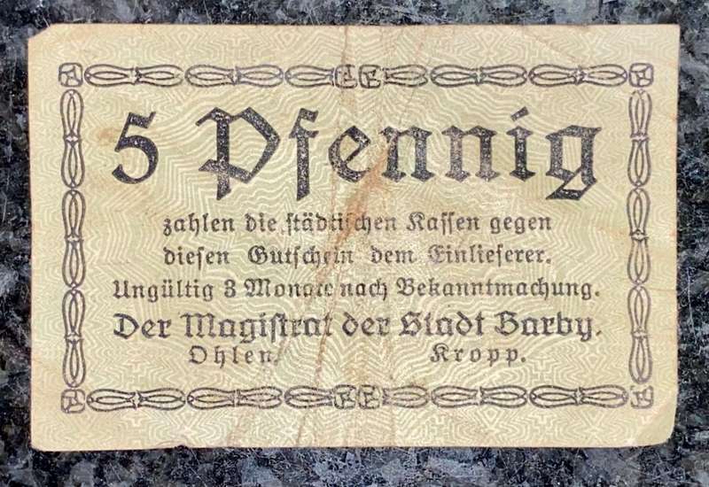 GERMANY STAMPED - 5 PFENNIG 1920 NOTGELD (EMERGENCY MONEY) - AMAZING ART