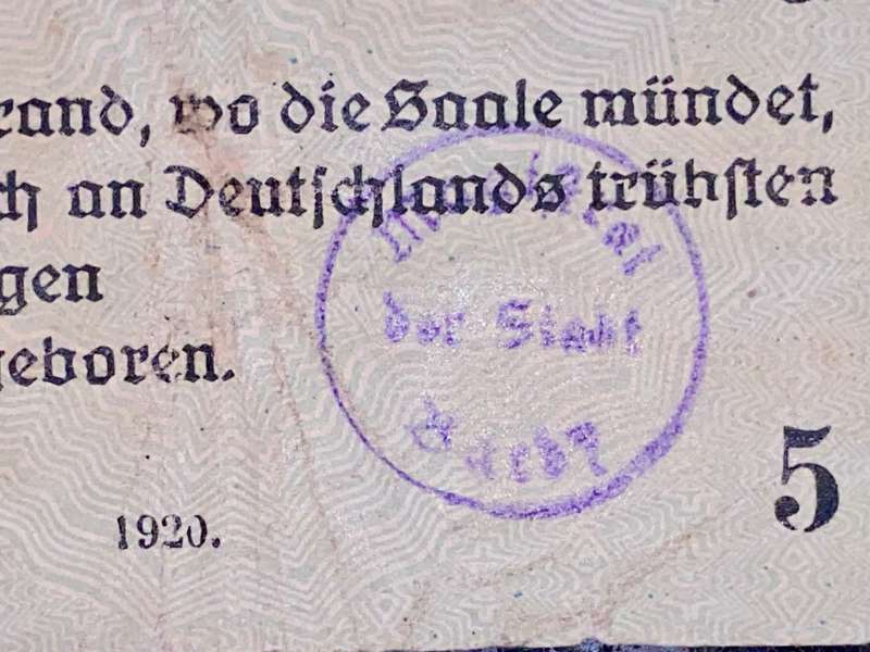 GERMANY STAMPED - 5 PFENNIG 1920 NOTGELD (EMERGENCY MONEY) - AMAZING ART