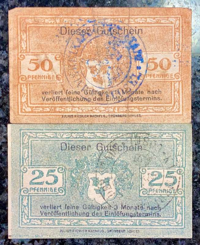 GERMANY SET - COSEL SCHL - 50 PFENNIG & 25 PFENNIG 1920 NOTGELD (EMERGENCY MONEY) - AMAZING ART