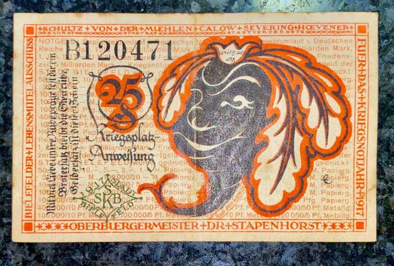 GERMANY - BIELEFELD - 25 PFENNIG 1920 NOTGELD (EMERGENCY MONEY) - AMAZING ART
