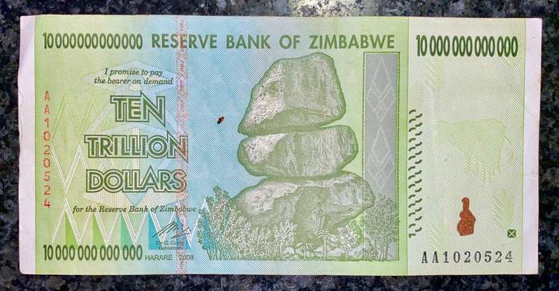 ZIMBABWE 10 TRILLION DOLLARS AA1020524 HARARE 2008