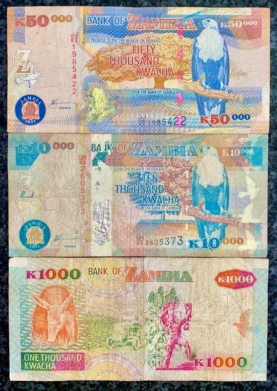 ZAMBIA SET 50,000 KWACHA TO 1000 KWACHA  1992 & 2011 (1 BID TAKES ALL)