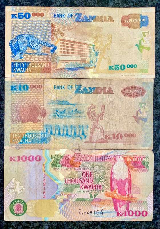 ZAMBIA SET 50,000 KWACHA TO 1000 KWACHA  1992 & 2011 (1 BID TAKES ALL)