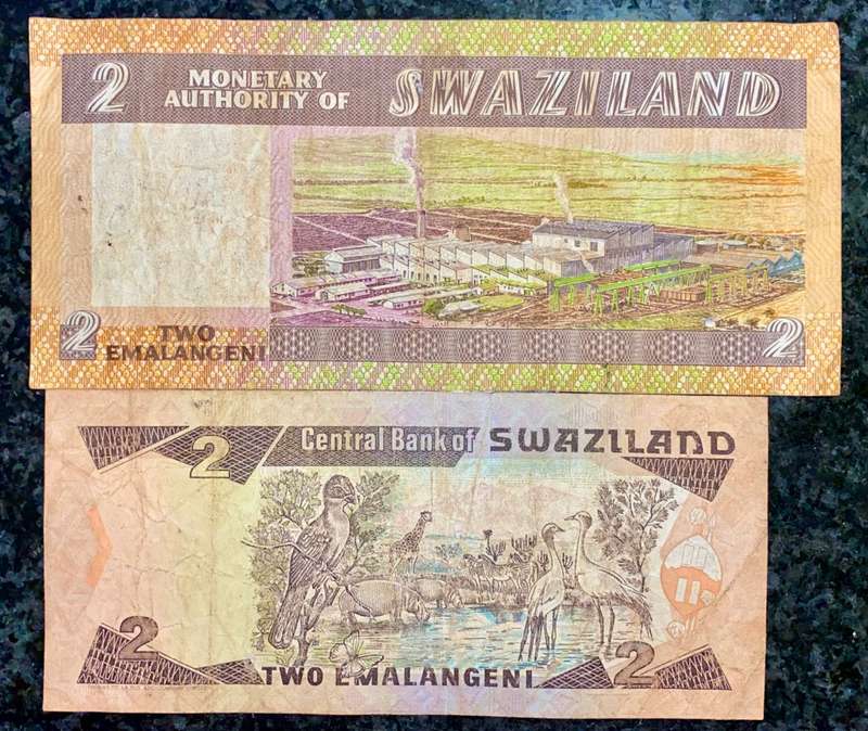 SWAZILAND SET TWO DIFFERENT 2 EMALANGENI ND  (1 BID TAKES ALL)