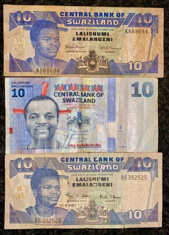 SWAZILAND SET 3 DIFFERENT 10 EMALANGENI ND  (1 BID TAKES ALL)