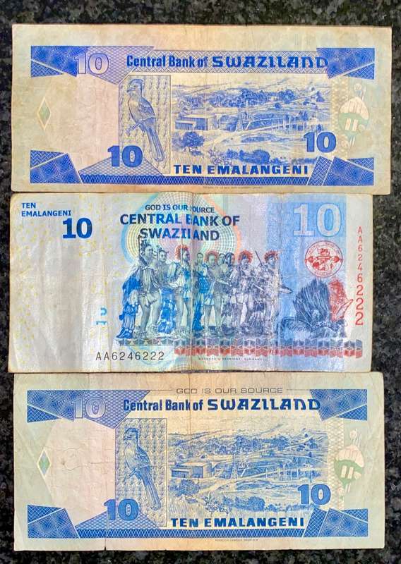 SWAZILAND SET 3 DIFFERENT 10 EMALANGENI ND  (1 BID TAKES ALL)