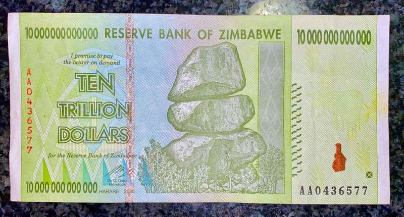 ZIMBABWE 10 TRILLION DOLLARS AA0436577 HARARE 2008