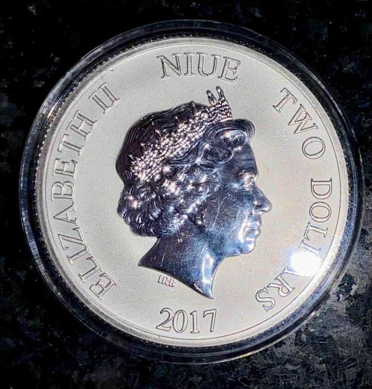 NEW ZEALAND 1OZ FINE SILVER 2 DOLLARS - HAWKSBILL TURTLE - NIUE 2017 IN CAPSULE