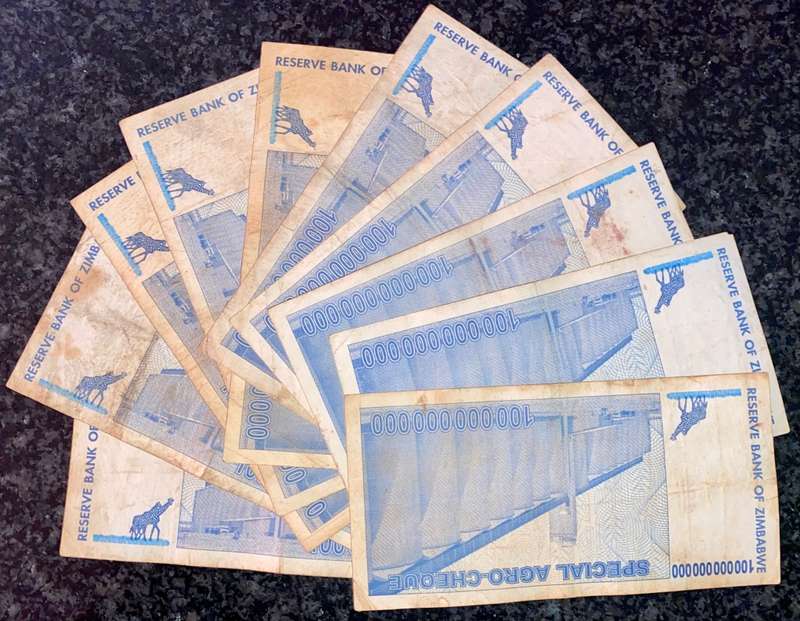 ZIMBABWE 100 BILLION DOLLARS 2008 ARGO CHEQUE ALL AA (BID PER NOTE)