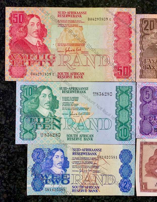 COMPLETE SET OF GPC DE KOCK & DECIMALS R50 SCARCE BA SERIE`S TO R2 -- 1980s (R1 TW DE JONGH 1967)