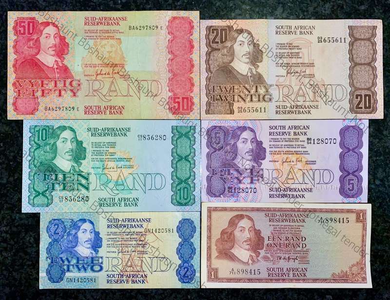 COMPLETE SET OF GPC DE KOCK & DECIMALS R50 SCARCE BA SERIE`S TO R2 -- 1980s (R1 TW DE JONGH 1967)