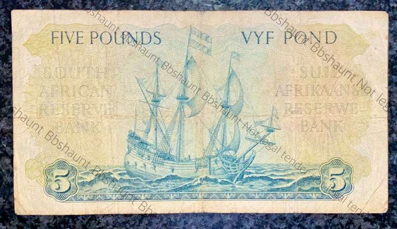 MH DE KOCK 5 POUND 11TH NOVEMBER 1948 E/A 2ND ISSUE C3 VAN RIEBEECK WTM