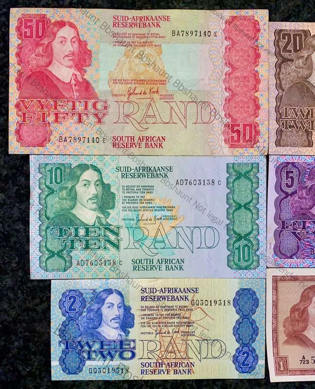 COMPLETE SET OF GPC DE KOCK & DECIMALS R50 SCARCER BA SERIE'S TO R2 - 1980s (R1 TW DE JONGH 1975)