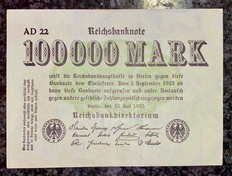 GERMANY 100,000 MARK 1923