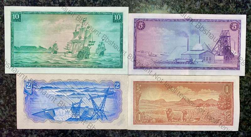 COMPLETE SET OF TW DE JONGH & DECIMALS R10 TO R1 UNC TO EF 1967-1975 ( 1 BID TAKES ALL)