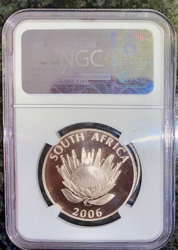 SOUTH AFRICA GRADED PROOF SILVER R1 -- DESMOND TUTU 2006 -- GRADED PF69 NGC