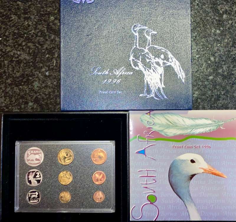 SOUTH AFRICA MINT PROOF COIN SET R5 TO 1 CENT -- 1996 -- IN ORIGINAL BOX
