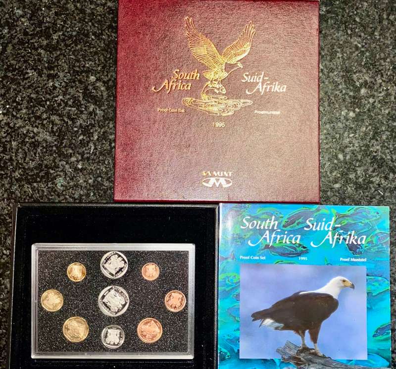 SOUTH AFRICA MINT PROOF COIN SET R5 TO 1 CENT -- 1995 -- IN ORIGINAL BOX