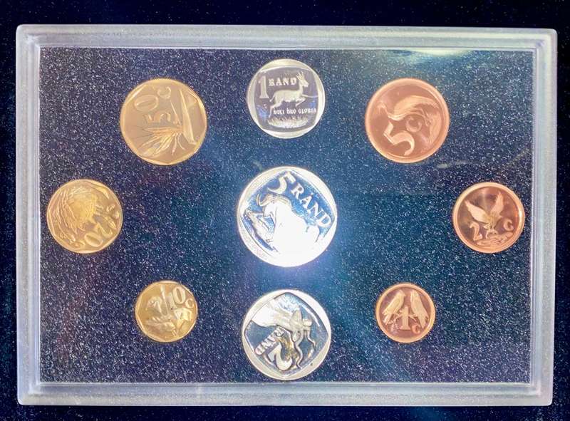 SOUTH AFRICA MINT PROOF COIN SET R5 TO 1 CENT -- 1995 -- IN ORIGINAL BOX