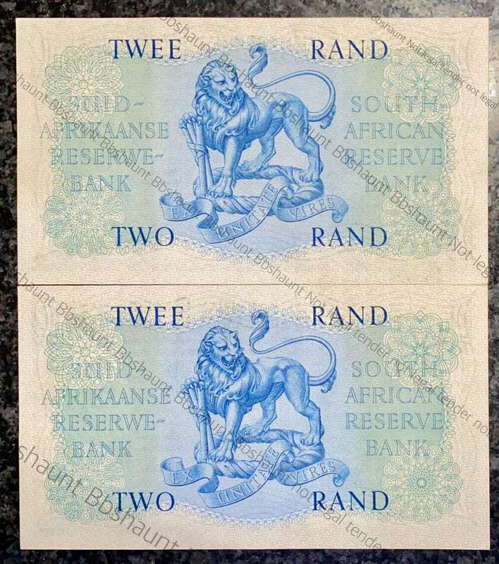 G RISSIK R2 IN SEQUENCE B138 /548598-599 AUNC E/A FIRST ISSUE 1962 (1 BID TAKES ALL)