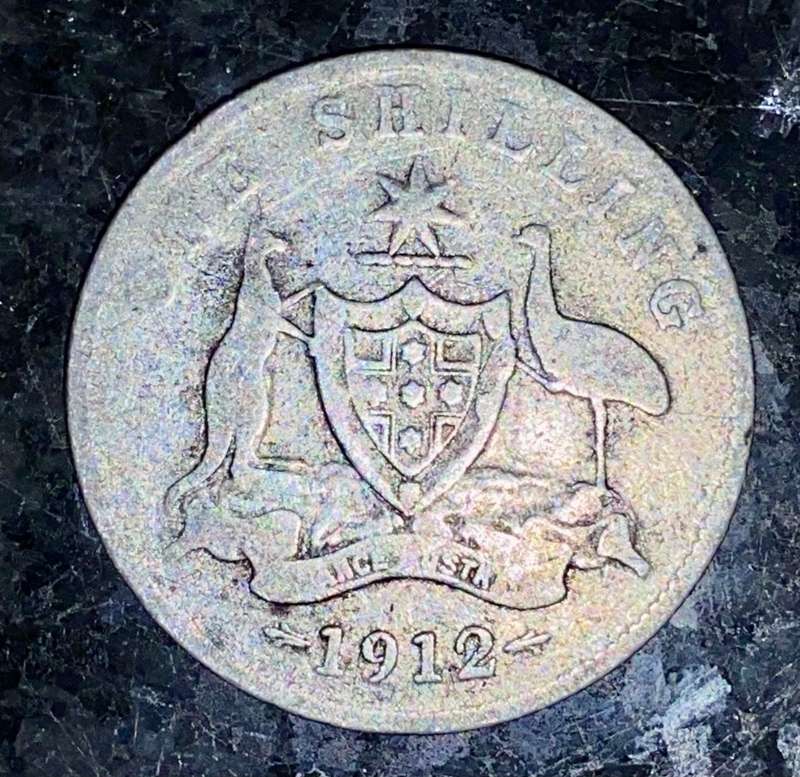 AUSTRALIA SILVER 1 SHILLING 1912 STERLING SILVER