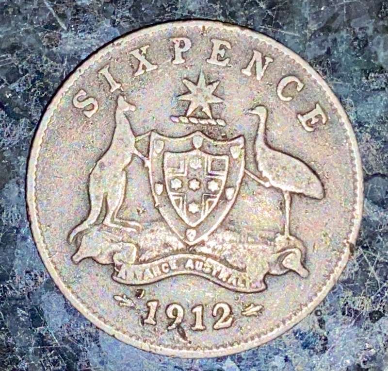 AUSTRALIA SILVER 6 PENCE 1912 STERLING SILVER