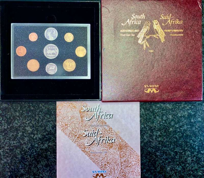 SOUTH AFRICA MINT PROOF COIN SET R5 TO 1 CENT -- 1994 -- IN ORIGINAL BOX
