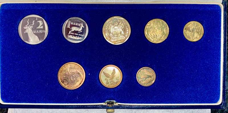 S A MINT PROOF COIN SET R2 TO 1 CENT - 1991 - IN BLUE S A MINT BOX