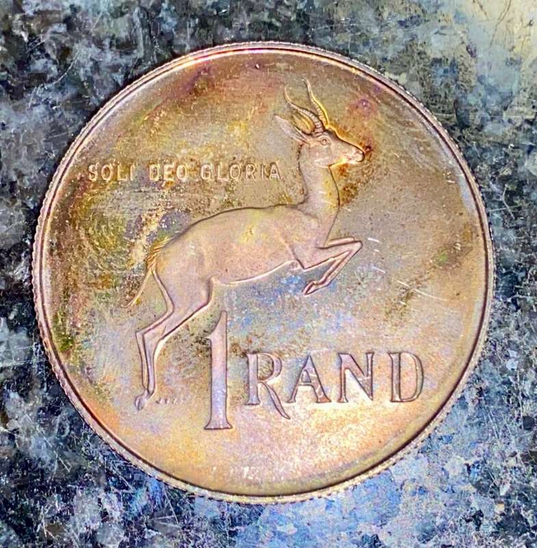 SOUTH AFRICA PROOF SILVER R1 -- 1987 -- AMAZING TONING
