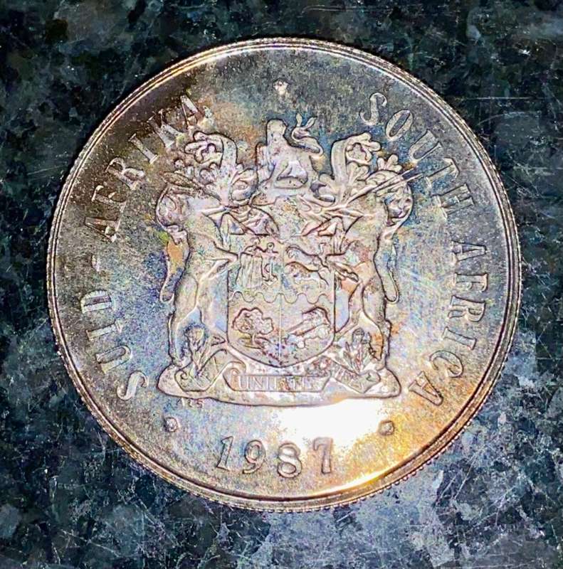 SOUTH AFRICA PROOF SILVER R1 -- 1987 -- AMAZING TONING