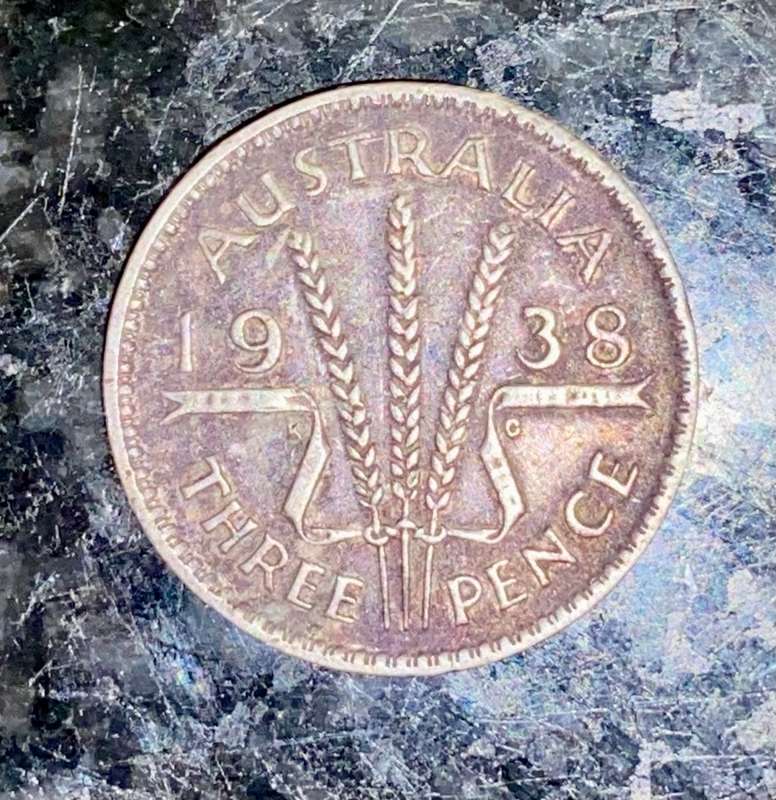 AUSTRALIA SILVER 3 PENCE 1938 STERLING SILVER