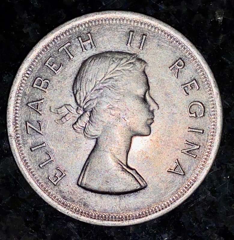 S A UNION SILVER 5 SHILLINGS 1954 -- LOW MINTAGE ONLY 17040 -- VERY GOOD CONDITION SILVER CROWN