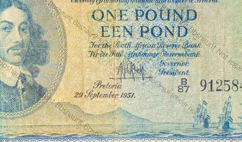 MH DE KOCK 1 POUND 29TH SEPTEMBER 1951 E/A 3RD ISSUE B87