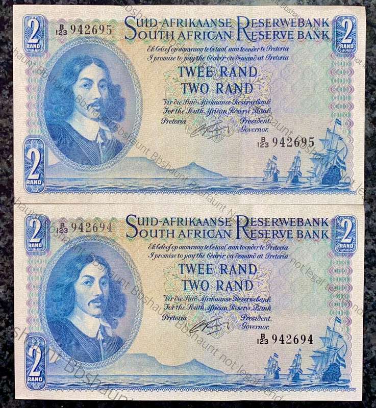 G RISSIK R2 IN SEQUENCE B123 /942694-695 AUNC A/E FIRST ISSUE 1962 (1 BID TAKES ALL)