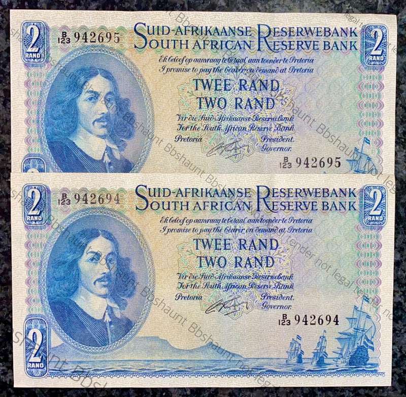 G RISSIK R2 IN SEQUENCE B123 /942694-695 AUNC A/E FIRST ISSUE 1962 (1 BID TAKES ALL)