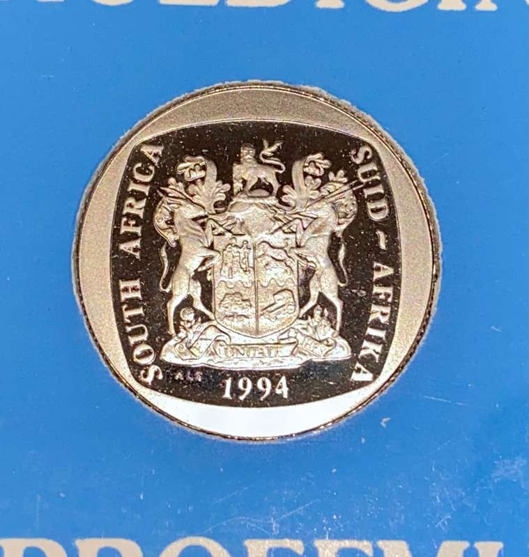 SOUTH AFRICA ERROR PROOF R5 -- 1994 PRESIDENTIAL INAUGURATION -- IN ORIGINAL S A MINT CASE