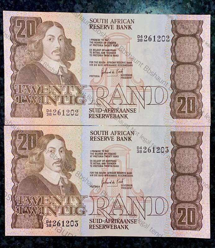 GPC DE KOCK R20 IN SEQUENCE D4 38/261202-203 AUNC  3RD ISSUE 1984 (1 BID TAKES ALL)