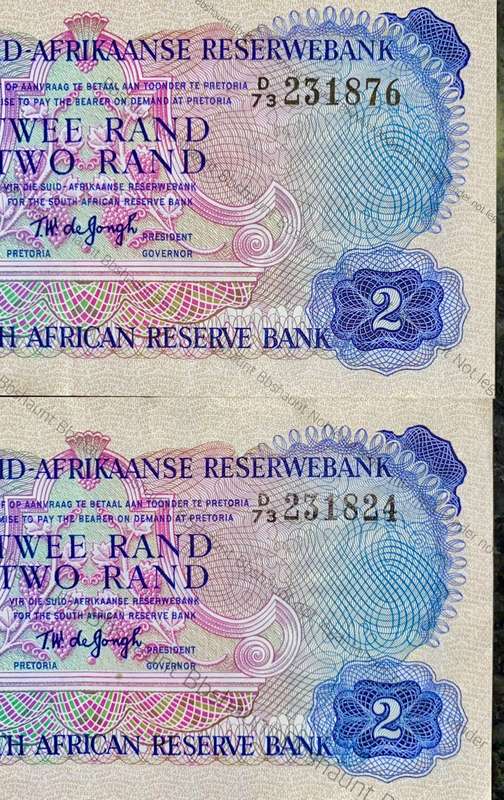 TW DE JONGH R2 CLOSE IN SEQ D73 /231824 & 876  SPRINGBUCK WTM 2ND ISSUE 1974(1BID TAKES ALL)