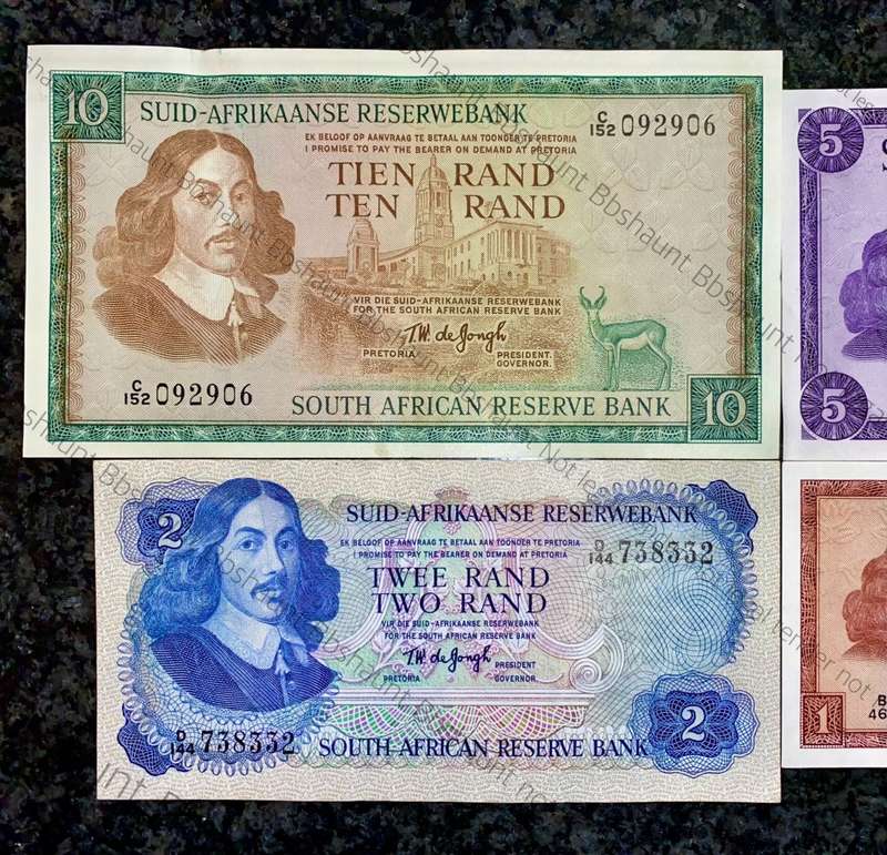 COMPLETE SET OF TW DE JONGH & DECIMALS R10 TO R1 - GOOD CONDITION 1967-1975( 1 BID TAKES ALL)