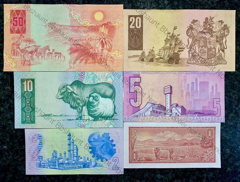 COMPLETE SET OF GPC DE KOCK & DECIMALS R50 TO R2 AUNC 1980s(R1 TW DE JONGH 1975 (1 BID TAKES ALL)