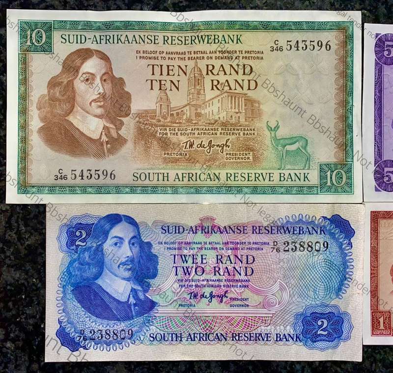 COMPLETE SET OF TW DE JONGH & DECIMALS R10 TO R1 - GOOD CONDITION 1967-1975 ( 1 BID TAKES ALL)