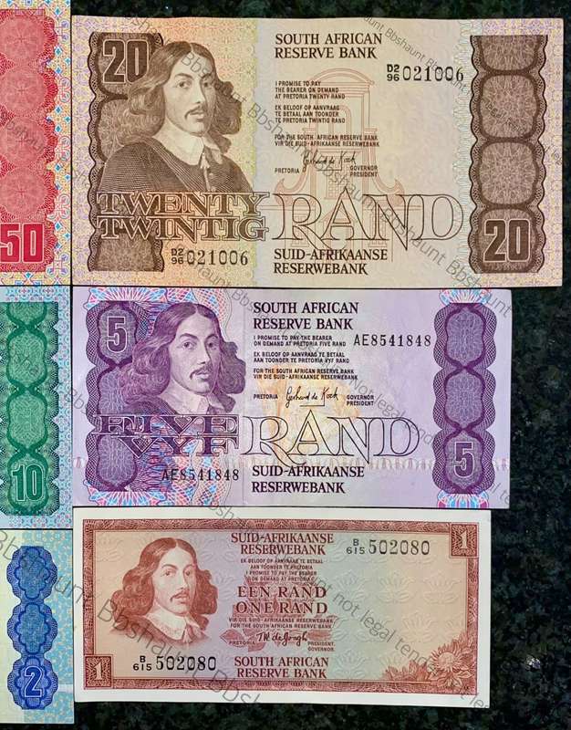 COMPLETE SET OF GPC DE KOCK & DECIMALS R50 TO R2 GOOD CONDITION 1980s(R1 TW DE JONGH (1 BID TAKES AL