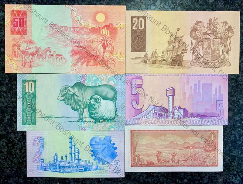 COMPLETE SET OF GPC DE KOCK & DECIMALS R50 TO R2 GOOD CONDITION 1980s(R1 TW DE JONGH (1 BID TAKES AL