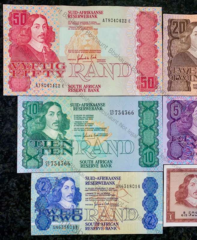 COMPLETE SET OF GPC DE KOCK & DECIMALS R50 TO R2 GOOD CONDITION 1980s(R1 TW DE JONGH (1 BID TAKES AL