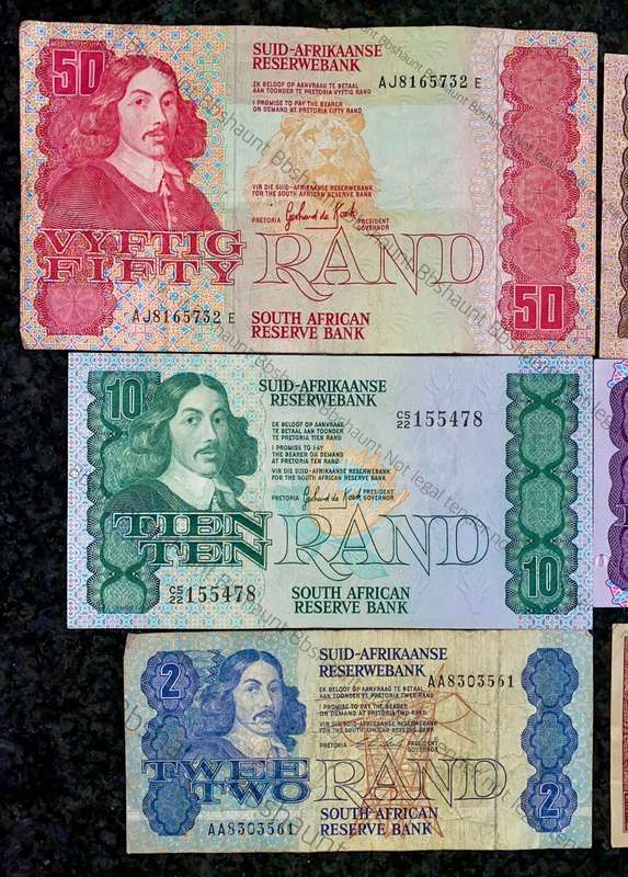 SET OF VARIOUS GOVERNORS & DECIMALS R50 TO R1 - GPC DE KOCK - CL STALS - TW DE JONGH( 1 BID TAKES AL