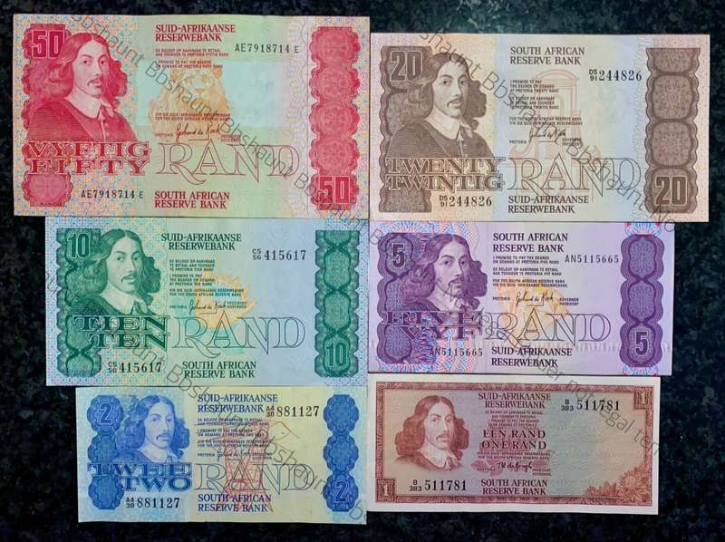 COMPLETE SET OF GPC DE KOCK & DECIMALS R50 TO R2 GOOD CONDITION 1980s(R1 TW DE JONGH (1 BID TAKES AL