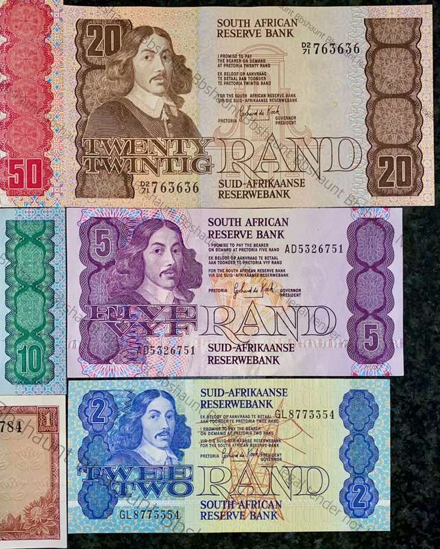COMPLETE SET OF GPC DE KOCK & DECIMALS R50 TO R2 GOOD CONDITION 1980s(R1 TW DE JONGH (1 BID TAKES AL