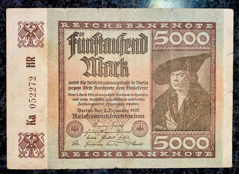 GERMANY 5000 MARK 1922 BROWN SEAL