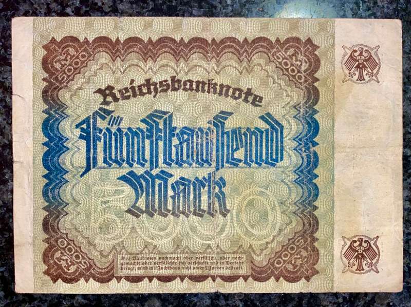 GERMANY 5000 MARK 1922 BROWN SEAL